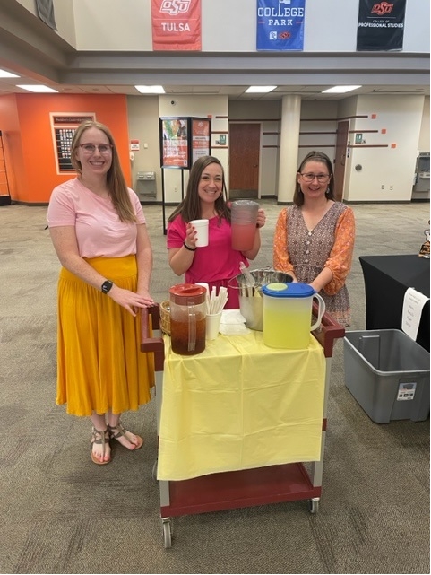 Staff serve tea and lemonade