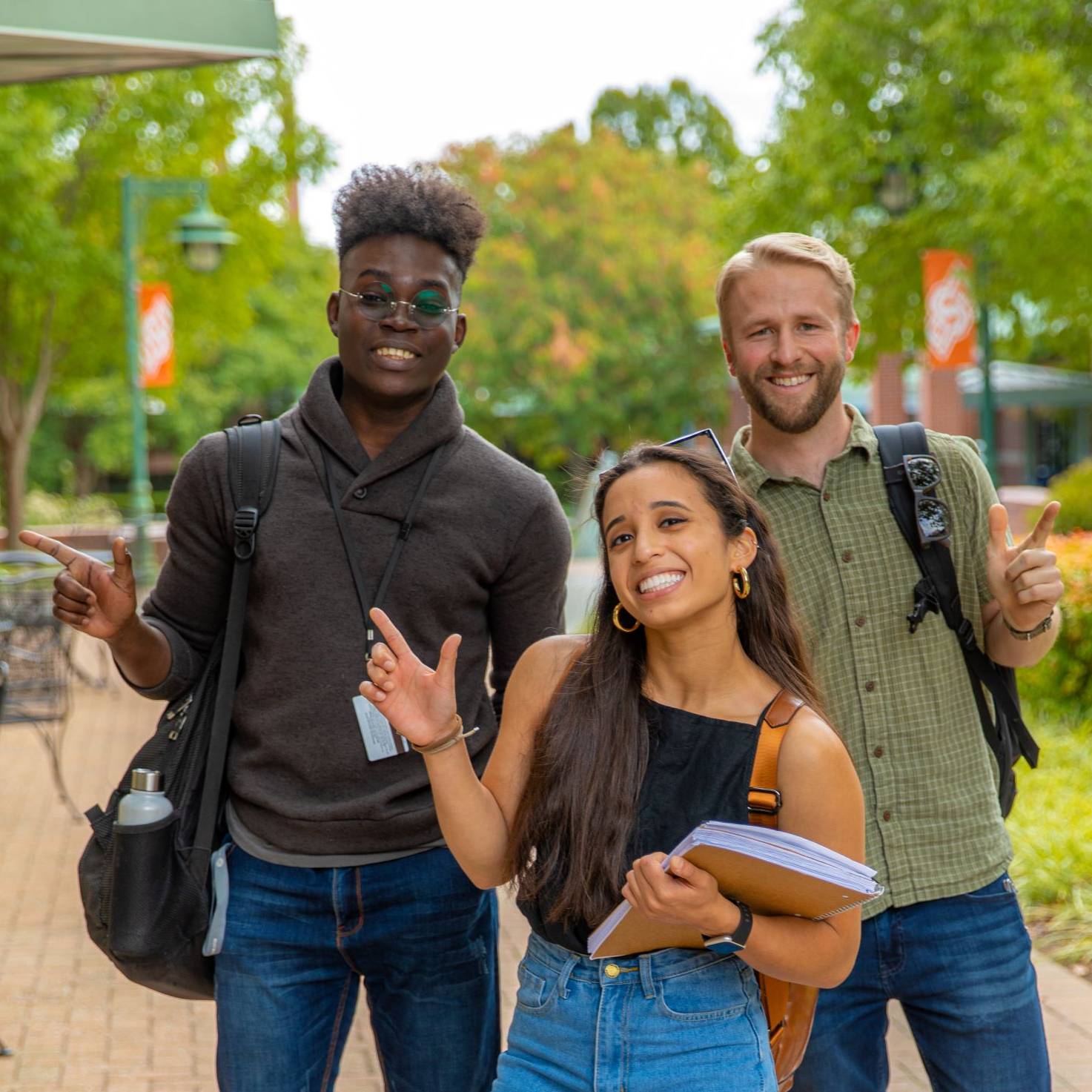 Students in a courtyard
